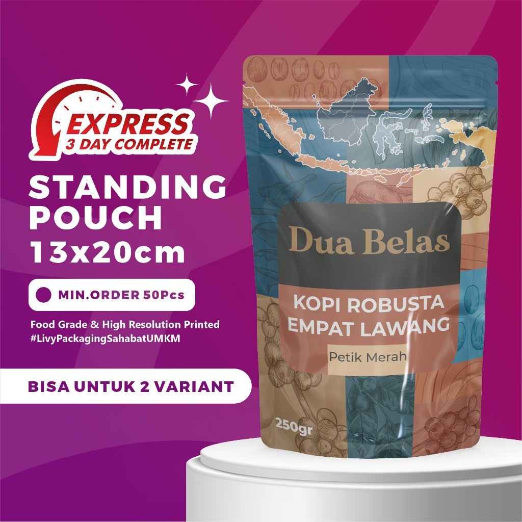 Packaging - Kemasan Standing Pouch Custom 13x20cm Ziplock/Non Ziplock - EXPRESS SERVICE