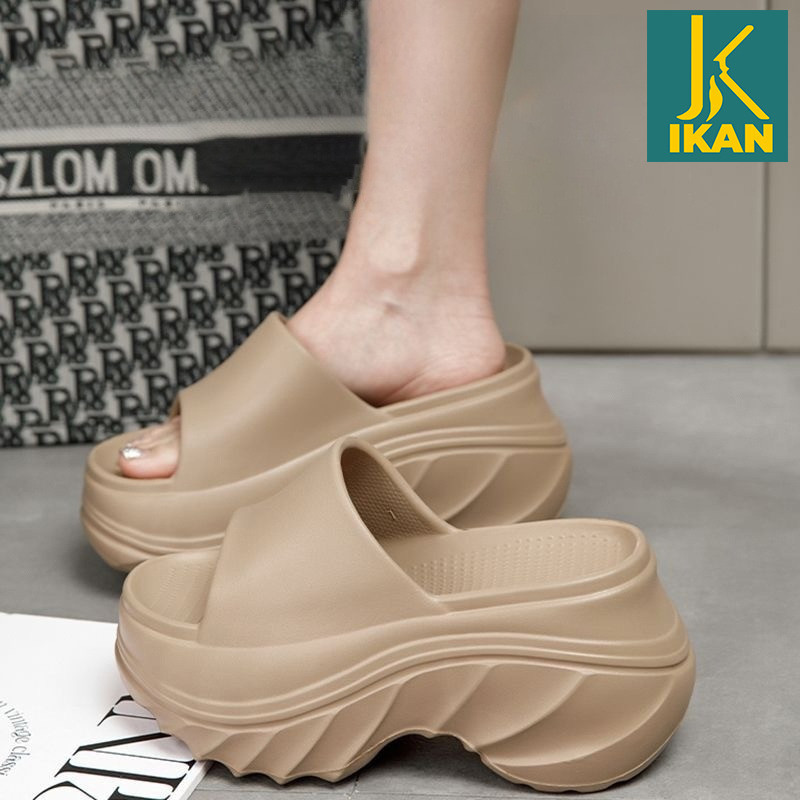 IKAN Sandal Wanita Mode Tinggi 8cm Sandal Wanita Elegan Karet Sepatu Sandal Wanita Sandal Wanita