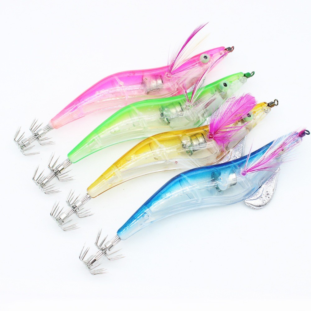 Umpan Cumi LED Egi Shrimp Glow Super Terang | Squid Jig Udang Anti Karat