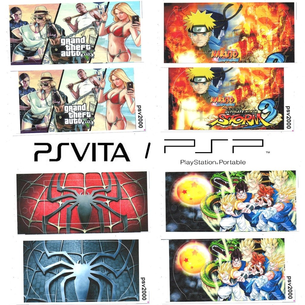 PSP 1000/2000/3000/PSV 1000/2000 - 2pcs/pk Stiker Kulit Depan & Belakang Pembungkus Tema Stiker
