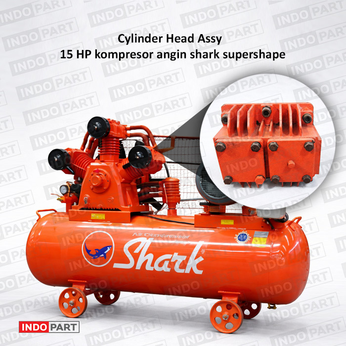 Cylinder Head Assy Kompresor Angin Shark Supershape 15 HP Satu Set Inlet Valve & Discharge Valve Kep