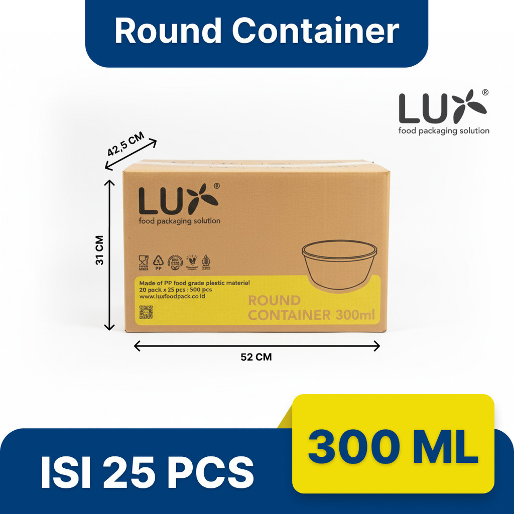 Dus Thinwall Mangkuk 300ml 500pcs Merk Lux Thinwall Round Container (Mangkuk) | Plastik Serba Guna