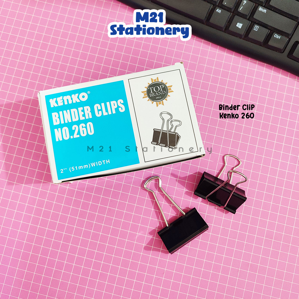 (1 PACK) BINDER CLIP KENKO / 260 280 PENJEPIT KERTAS KLIP BESI PAPER CLIP ATK MURAH