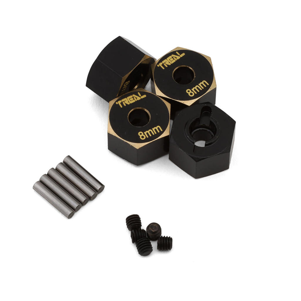 TREAL HOBBY SCX10 II BRASS HEX ADAPTERS (4) (8MM OFFSET) #TLHTSCX10II-13