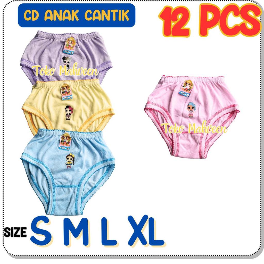 12 PCS CELANA DALAM ANAK CEWEK CD ANAK PEREMPUAN BALITA PAUD TK SD CD ANAK POLOS  LUCU