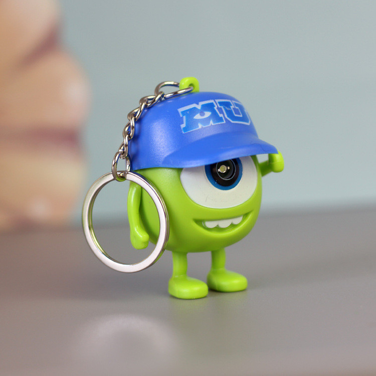 sney Sulley Mike Keychain PVC Action Figure Model Cartoon Luminous LED Key Ring Kids Toys Key Chain 