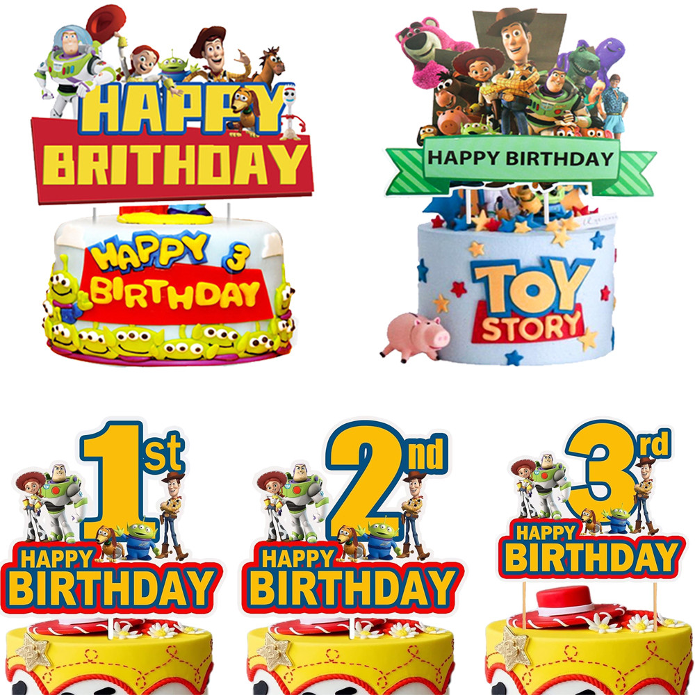 sney Toy Story Birthday Cake Decorations Cartoon Toy pired Cake Toppers CupCake for Kids Boy Baby Sh
