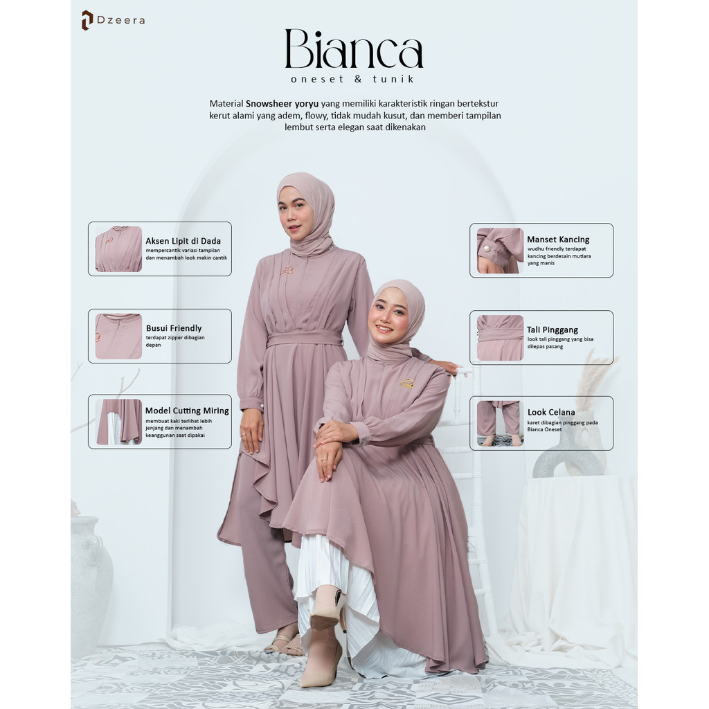 DZEERA - BIANCA ONESET TUNIK / oneset/ tunik/ oneset kekinian/ tunik elegant