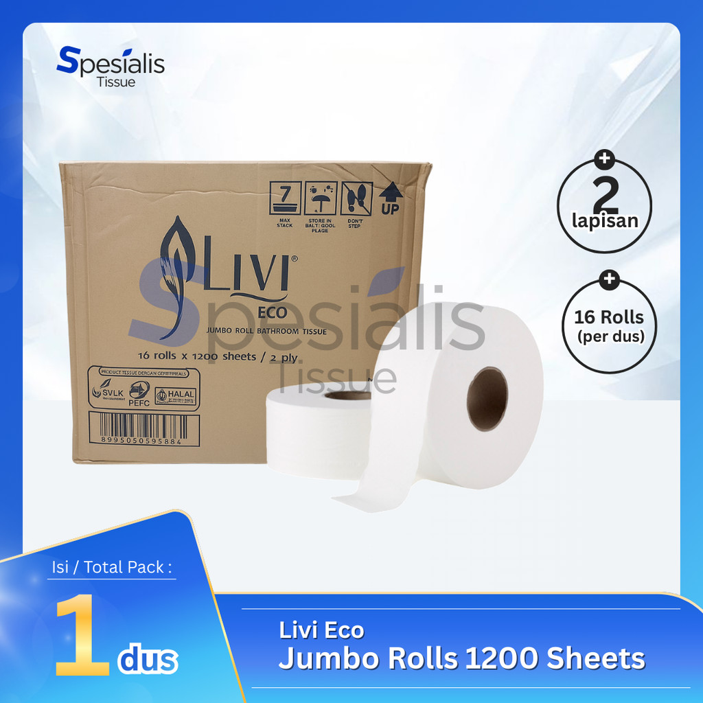 Tissue Livi Jumbo Roll/Livi Jumbo Toilet 1 Dus isi 16 Roll