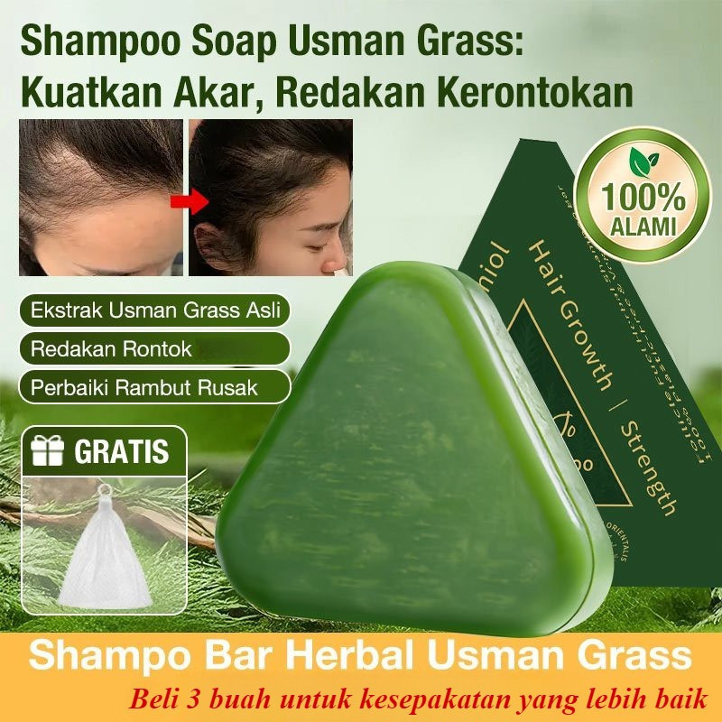 [DISKON NEW] Nature Triangle Shampoo Bar 100g Sampo Batang Sabun Rambut Usman Grass  Foaming Net Ant