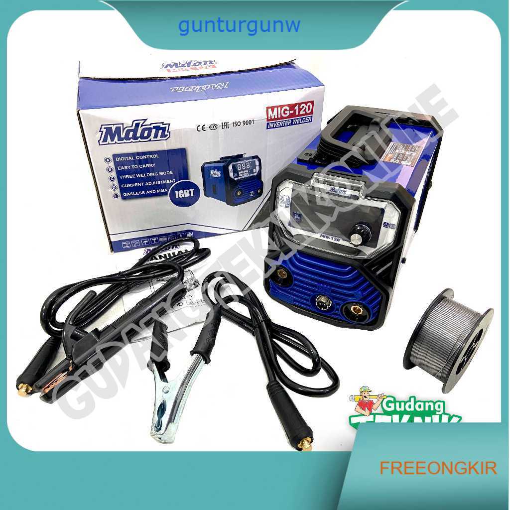 Mesin Las MIG MDON MIG-120 Inverter Las Listrik Trafo Travo Tanpa Gas Co MMA MIG 120 MIG120 MDON