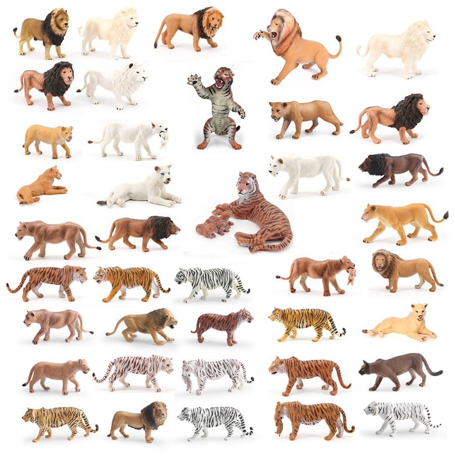 Simulation African Wildlife Animals Bengal Tiger Kruger Lion Siberian Tiger Model PVC Action Figure 