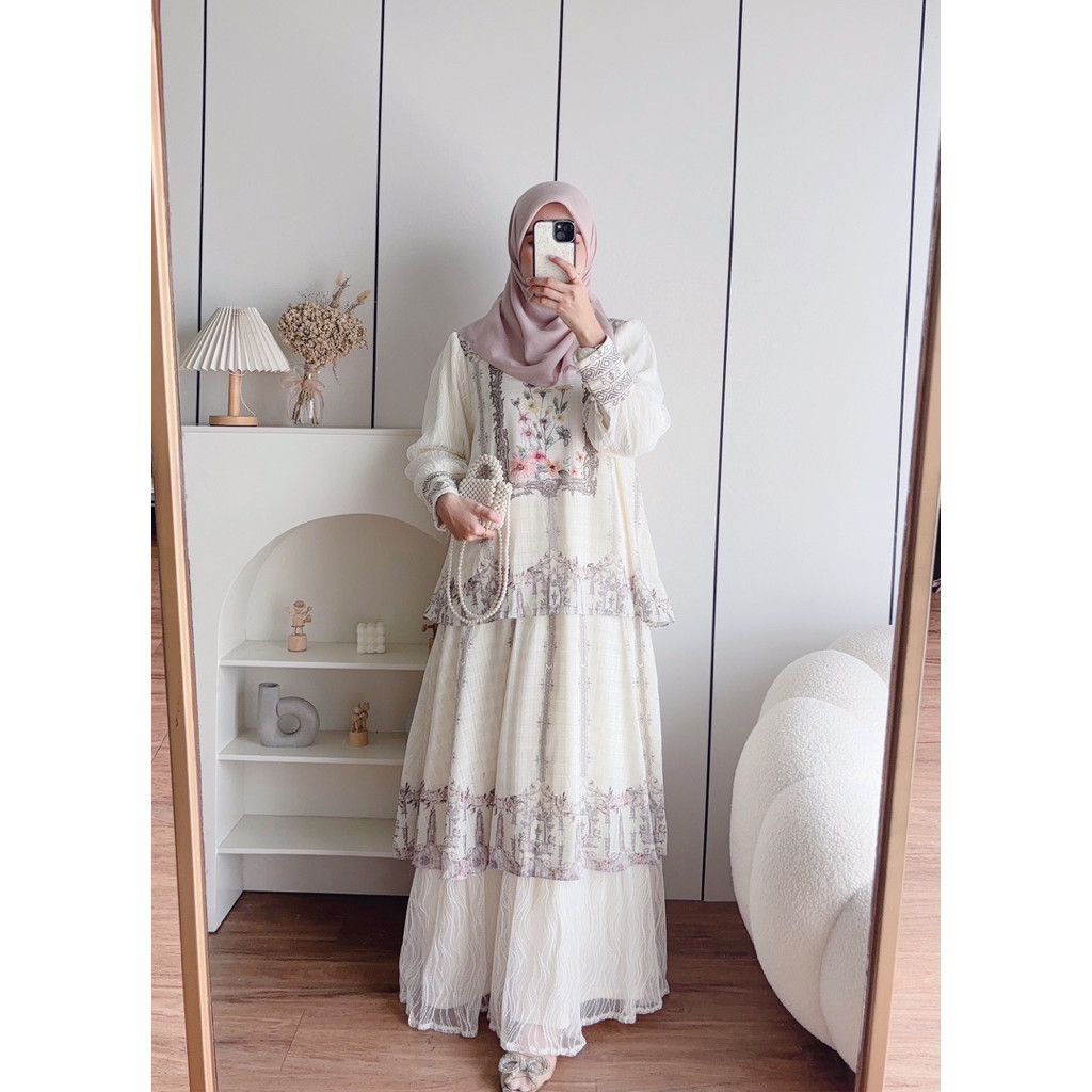 CANDY LADY Marvela Layered Chantily Maxi / Gamis Wanita Terbaru Dress Kondangan Gamis Kondangan Prem