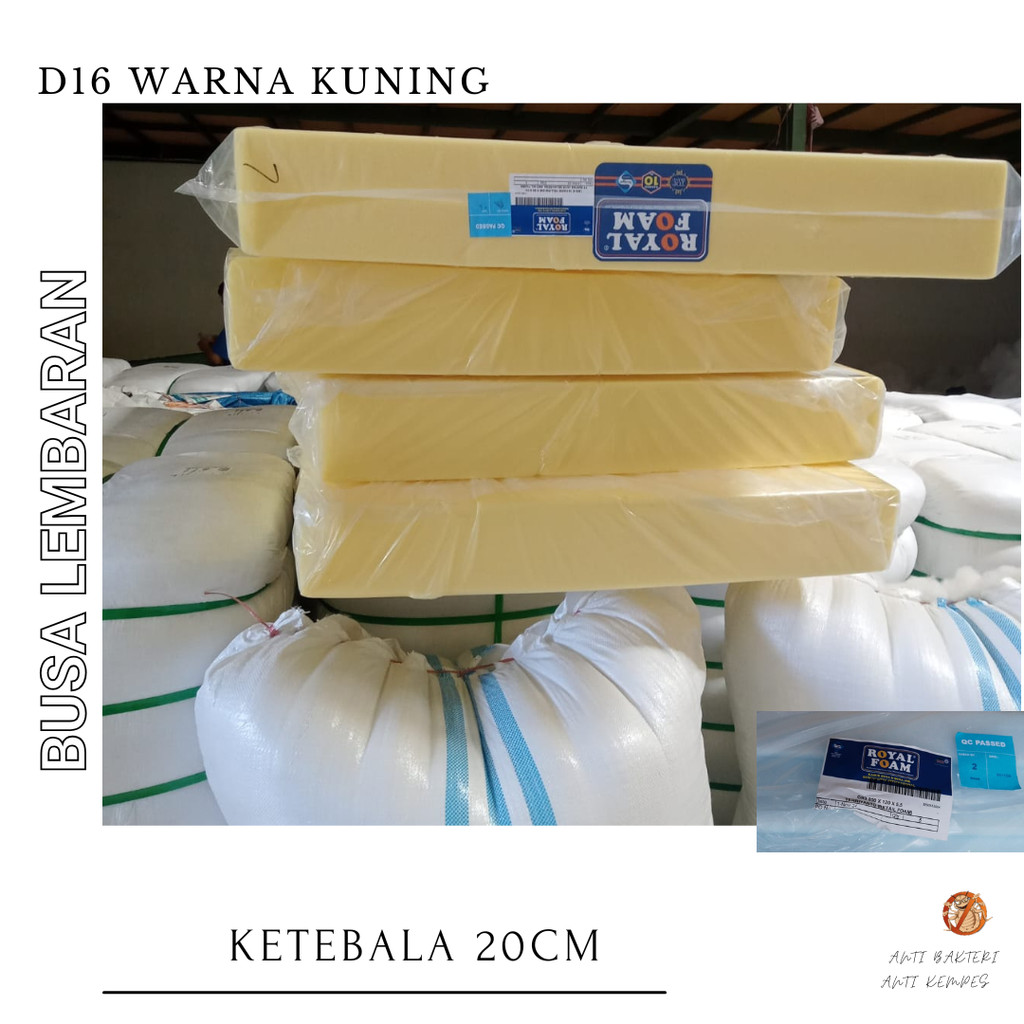 Busa Lembaran Royal Foam Tebal 10cm Density 16 Busa Yellow Kasur Karpet Surpet 200x140