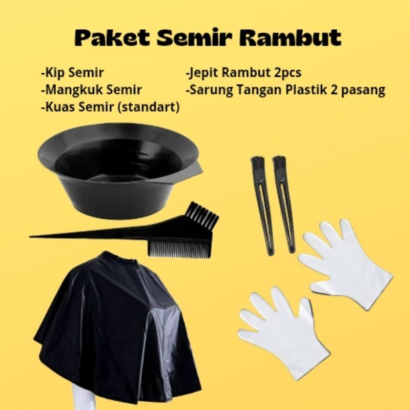 Paket lengkap cat rambut profesional-alat salon mangkok kuas sarung tangan jepit cape hair colouring