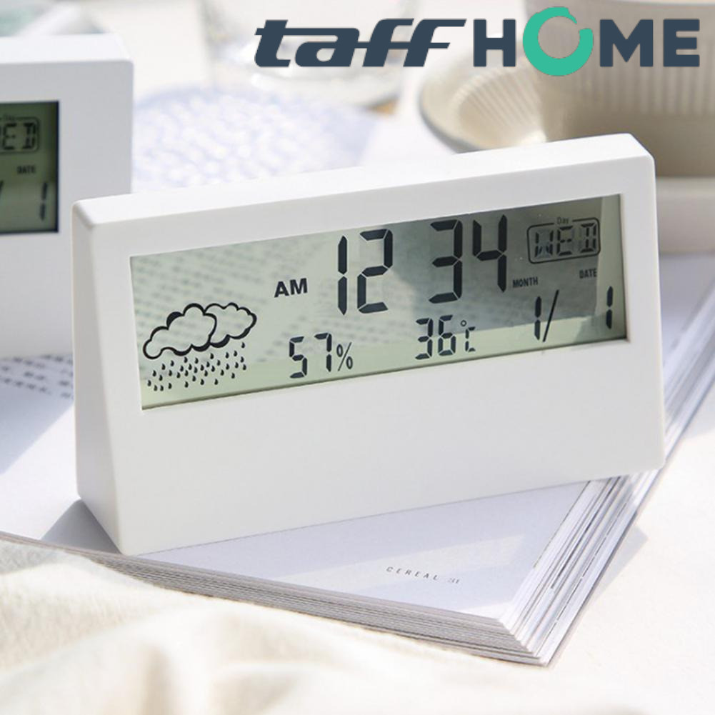 CAS - TaffHOME Jam Alarm Meja Digital Thermometer Hygrometer Weather Station - 2158