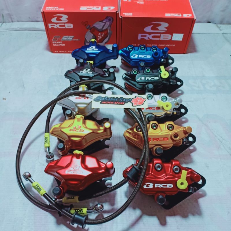 Paket Kaliper Depan RCB Kaliper Belakang RCB Universal Selang Rem Depan Belakang TDR Hitam Karbon Vi