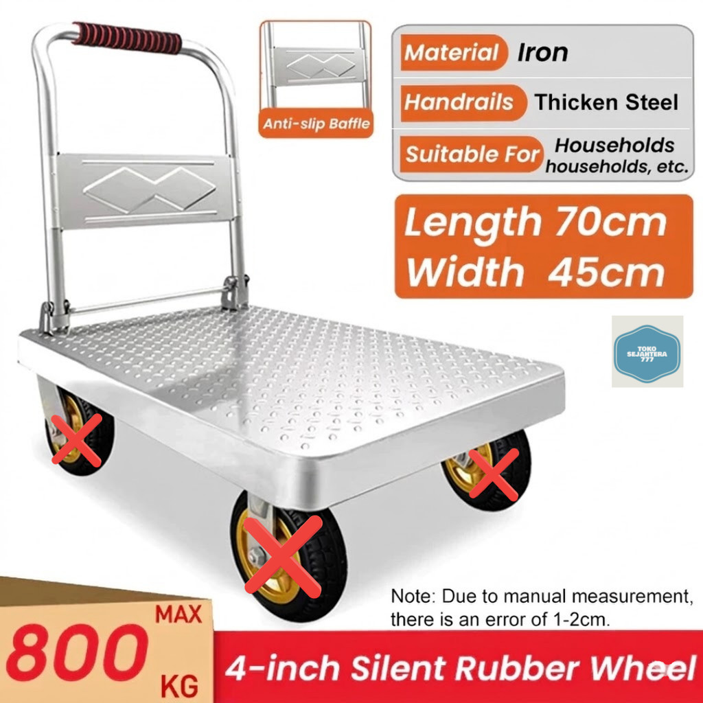 Troli Barang (Tanpa Roda) Troli Barang Lipat Portable Heavy Duty Troli Dorong Barang Foldable Trolle