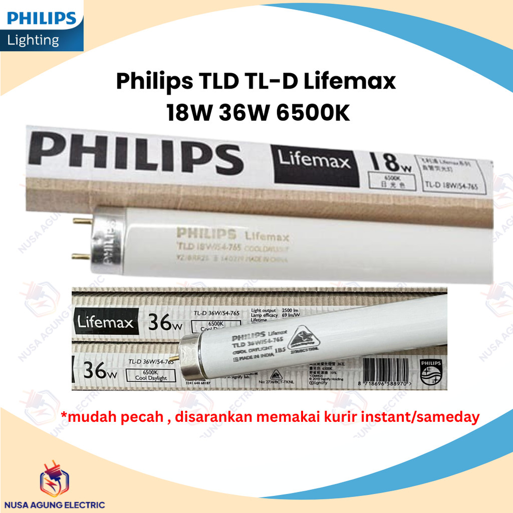 Philips Lampu TL-D LIFEMAX 18W 600mm 36W 1200mm