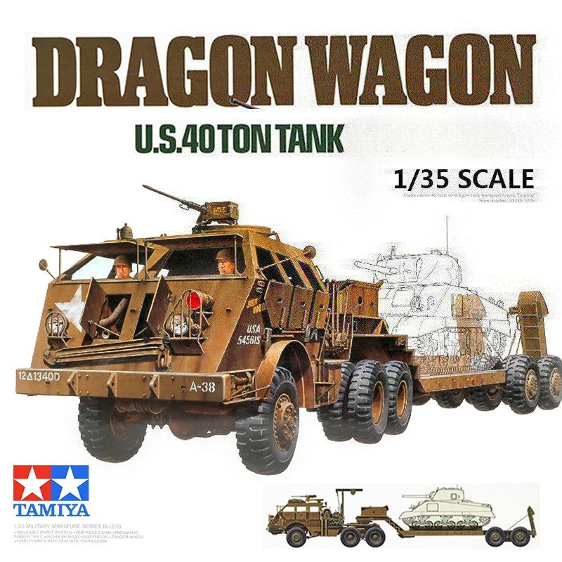 TAMIYA Military Assembly Model Kit 35230 U.S. 40 ton Tank  Dragon Wagon 1/35 Scale