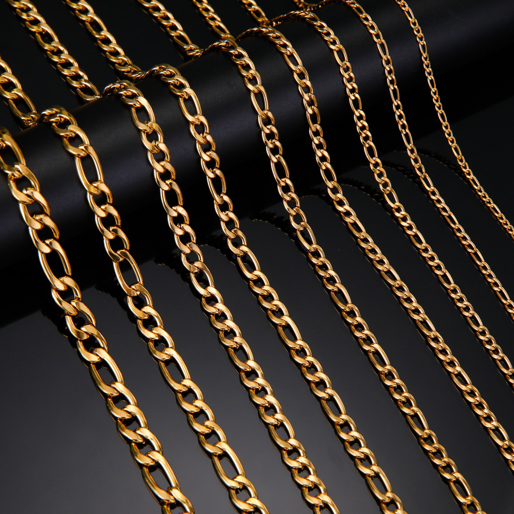 Perhiasan kalung Figaro stainless steel dengan rantai rantai polos DIY