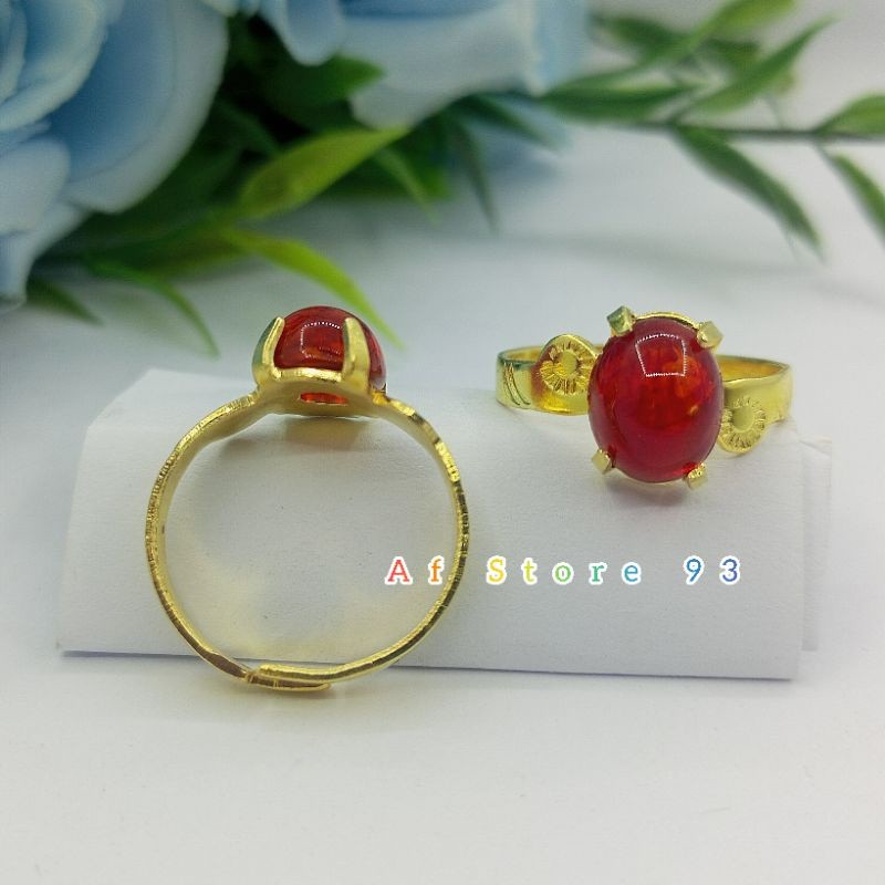 Cincin Koin 91 Permata Merah Ukir Elegan Dewasa