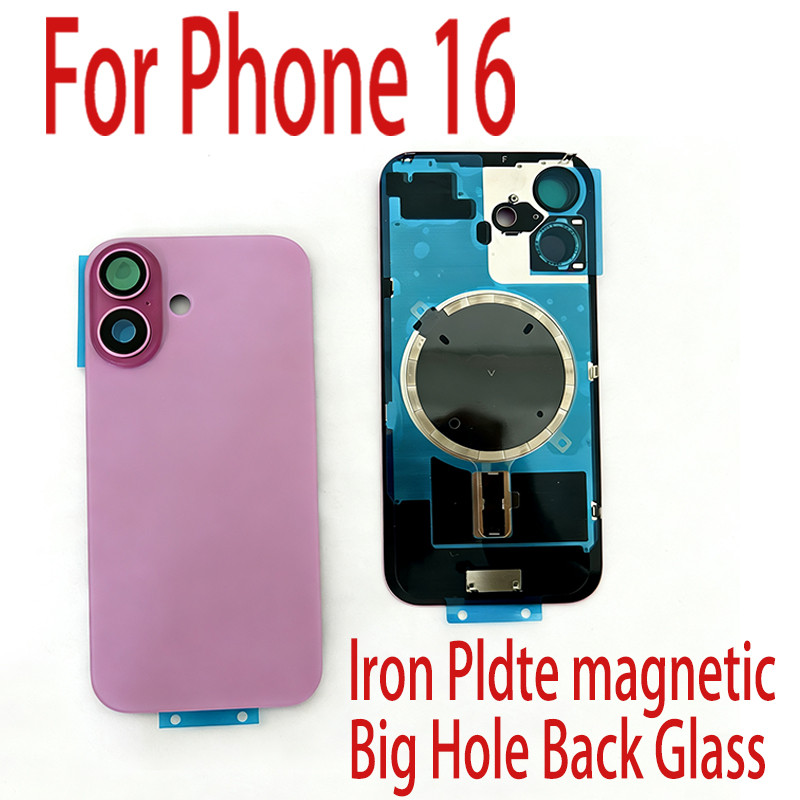 Back Cover Glass For iPhone 16 Replacement Door Housing With Iron Plate Magnetic Ring Repair Rear Gl
