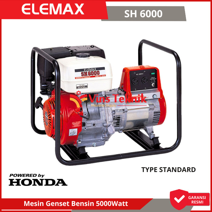 ELEMAX SH 6000 Mesin Genset Bensin Generator 5000Watt 5.5KVA SH6000
