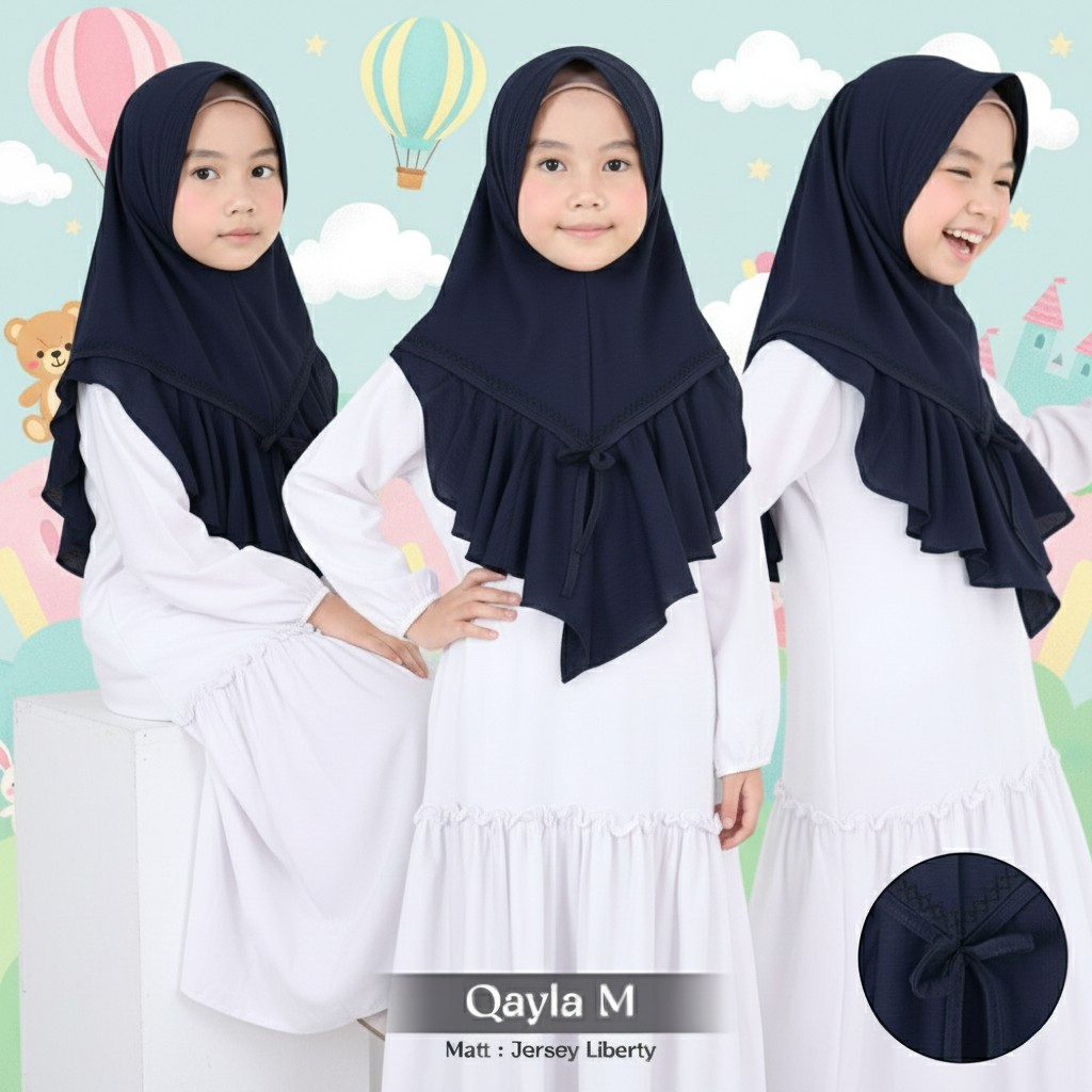 Hijab Instan Qayla Jilbab Anak Rempel Kerudung anak Untuk Umur 4 5 6 7 8 Tahun TK PAUD SD By Annaila