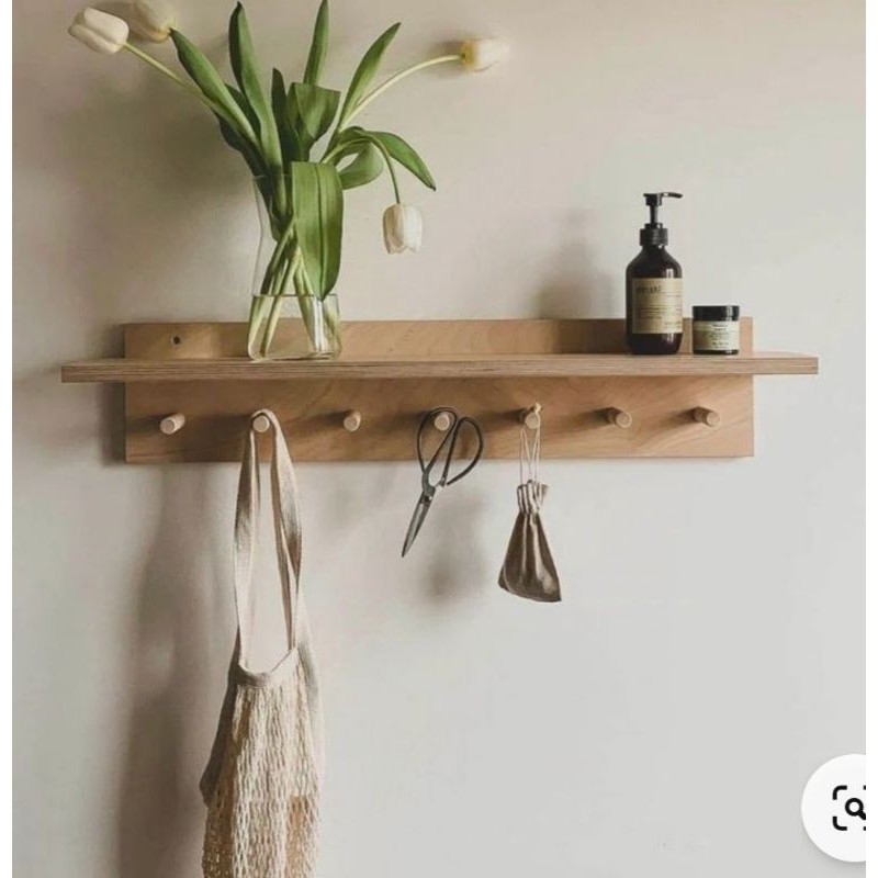 Rak Gantungan baju topi / Rak gantungan kunci tas / Rak dinding kayu / Rak multifungsi aestatic