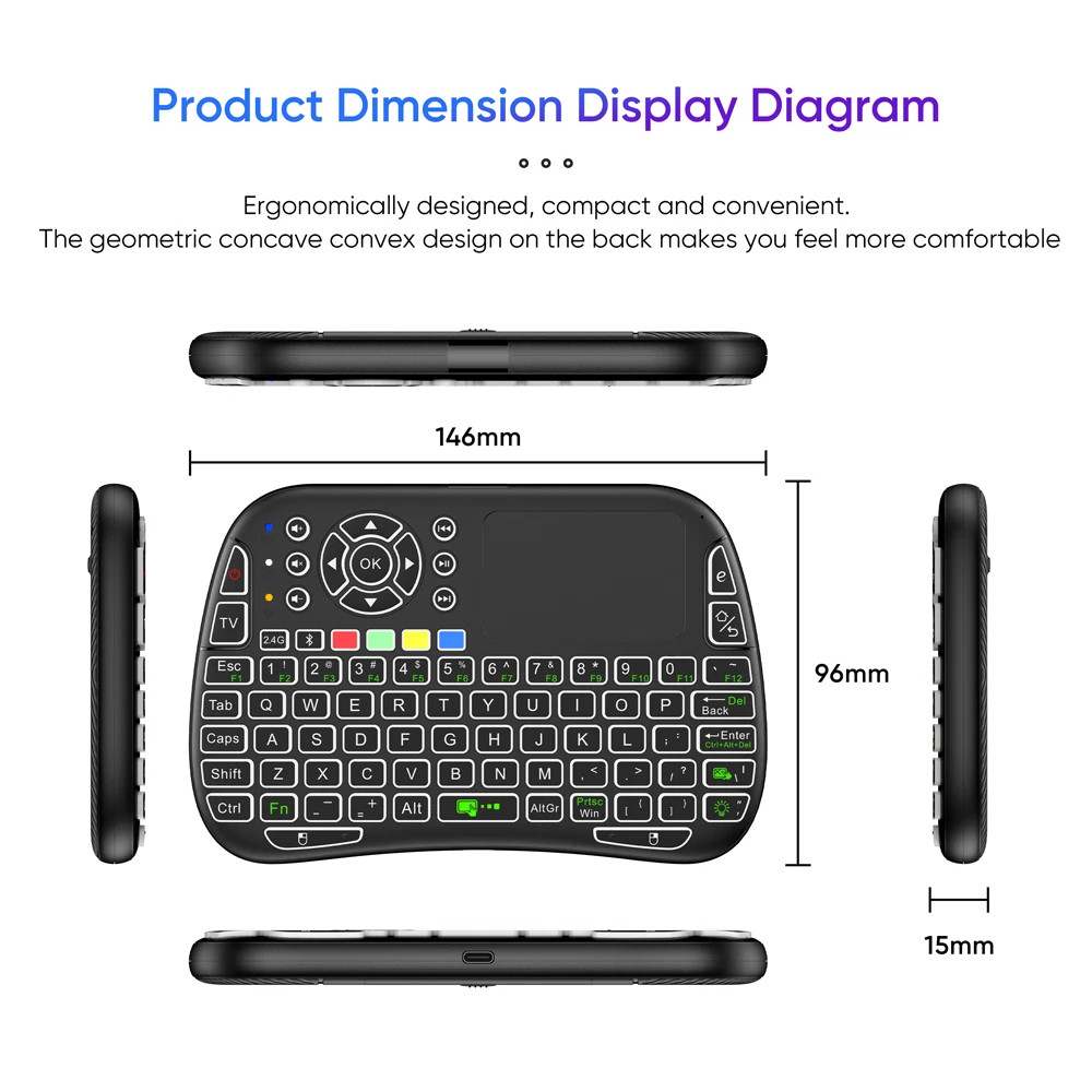 M9 Mini Wireless Keyboard Backlight English Russian Fren Spanish Portugal Fly Air Mouse 2.4G Toupad 