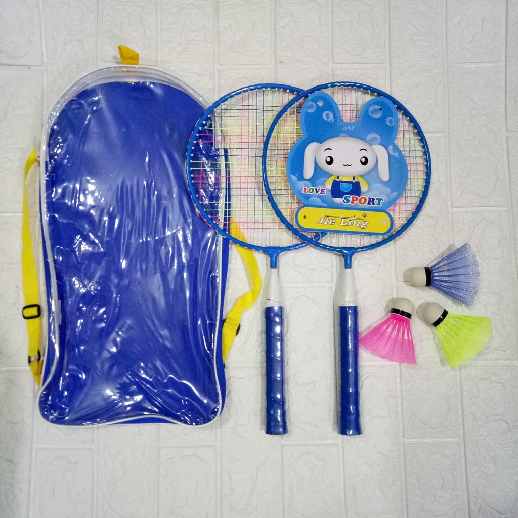 RAKET BADMINTON ANAK JEILING KECIL SET (ISI 2 FREE KOK PLASTIK)
