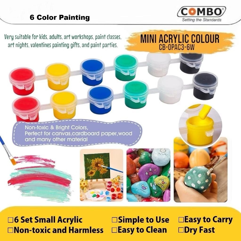Mini Acrylic Colour 3ml / Cat Akrilik Mini SET 6 Warna /12 Colour / Acrylic Painting / Cat Warna Akr