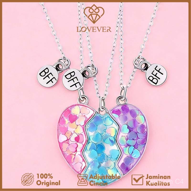 COD Kalung Sahabat Wanita 3pcs Set Best Friend Necklace Matching Couple