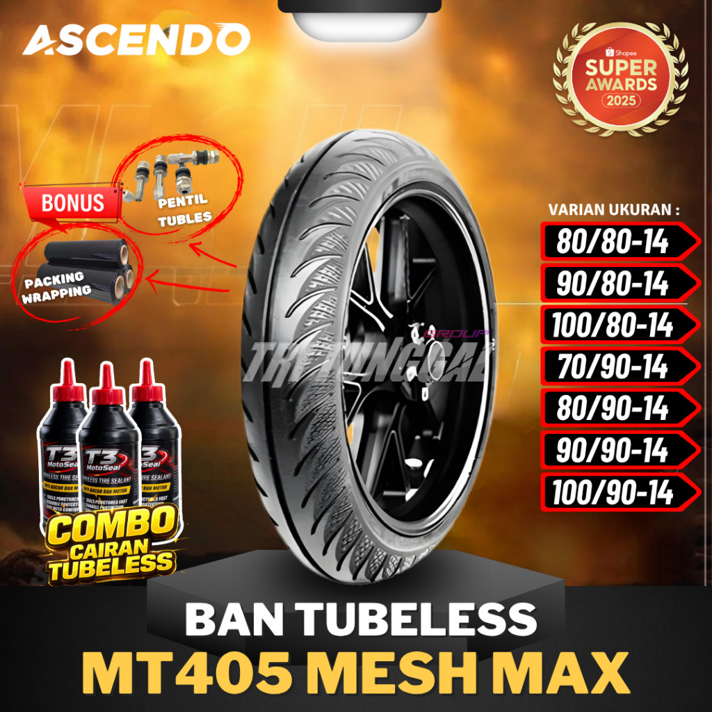 (Domino077) [READY COD] BAN ASCENDO MT405 MESH MAX TUBELESS ( 70/90-14 / 80/90-14 / 90/90-14 / 80/80