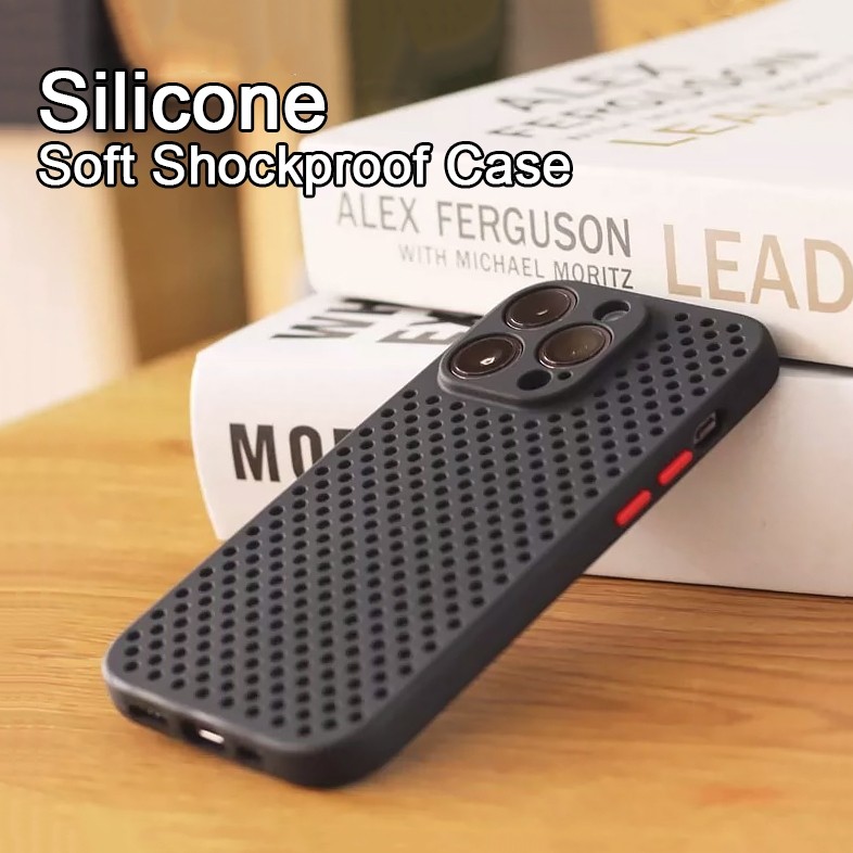 BATAM Casing iPhone 15Pro Silicone Cooling Hole | Anti Panas Ventilasi Udara | Soft & Shockproof | N