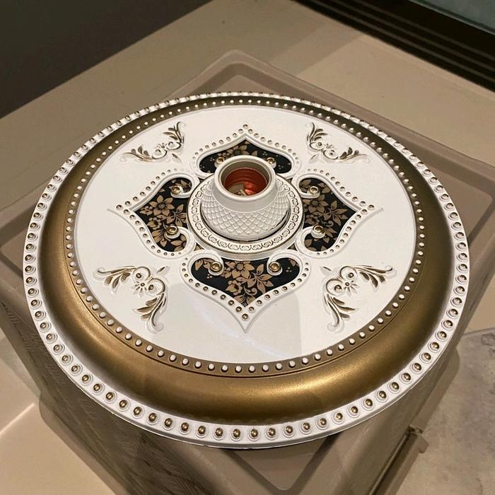 Lampu plafon fiting hias gypsum ornamen hiasan  plafon - bulat putih