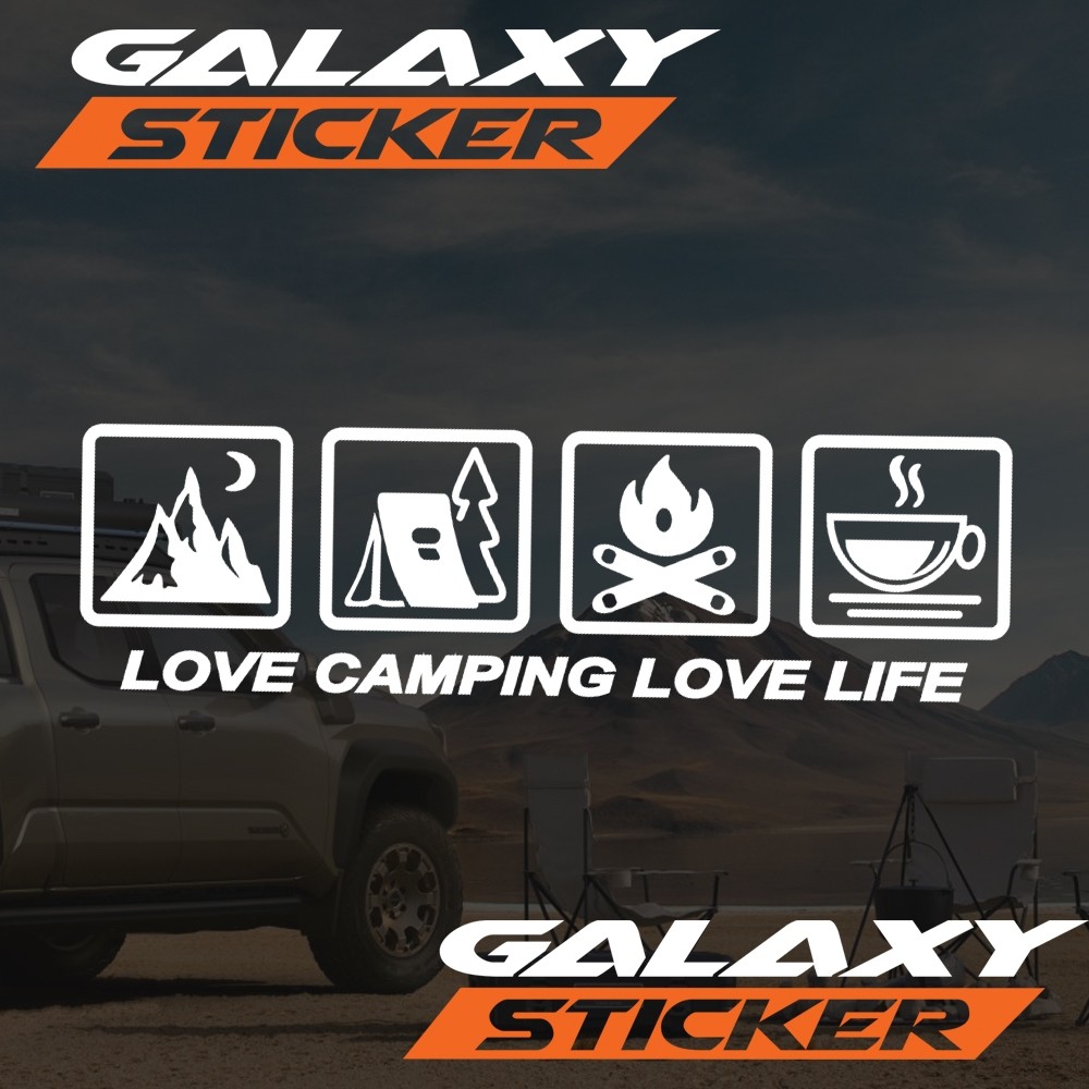 cutting sticker love camping life symbol.stiker outdoor adventure label