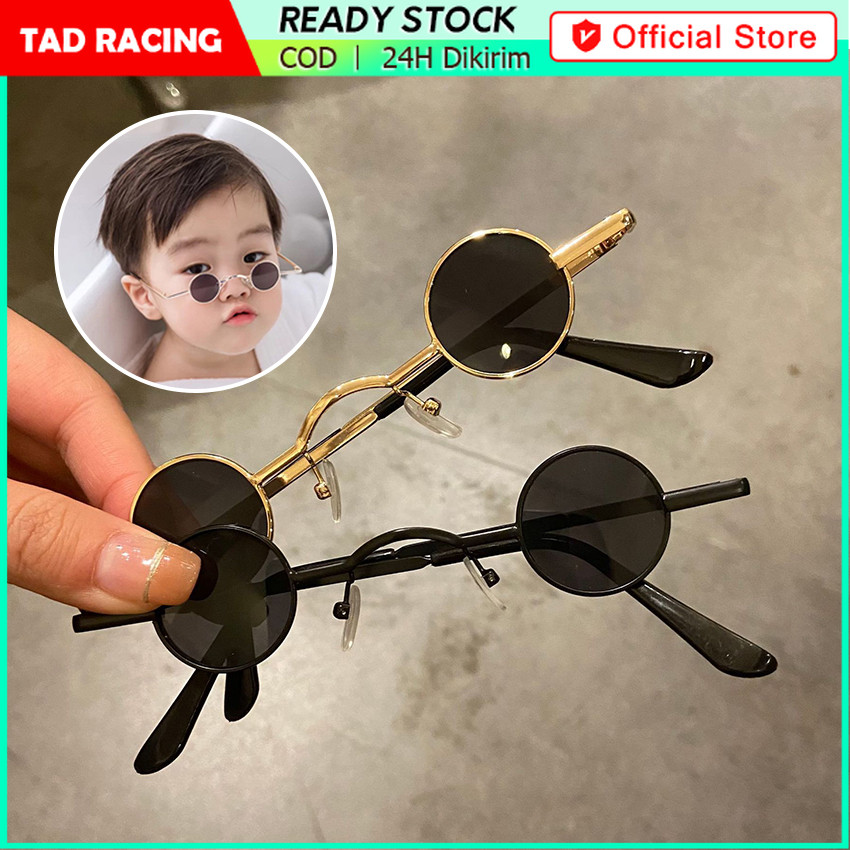 Kacamata Retro Bulat Boboho Lensa Hitam Kacamata Mini Kacamata Trendy Metal Gaya Retro Punk Kacamata