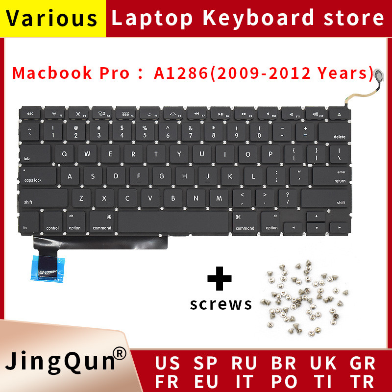 New A1286 keyboard for Macbook pro 15.4 ines laptop MB985 MB986 MC371 MC372 MC373 MC721 MC723 MD103 