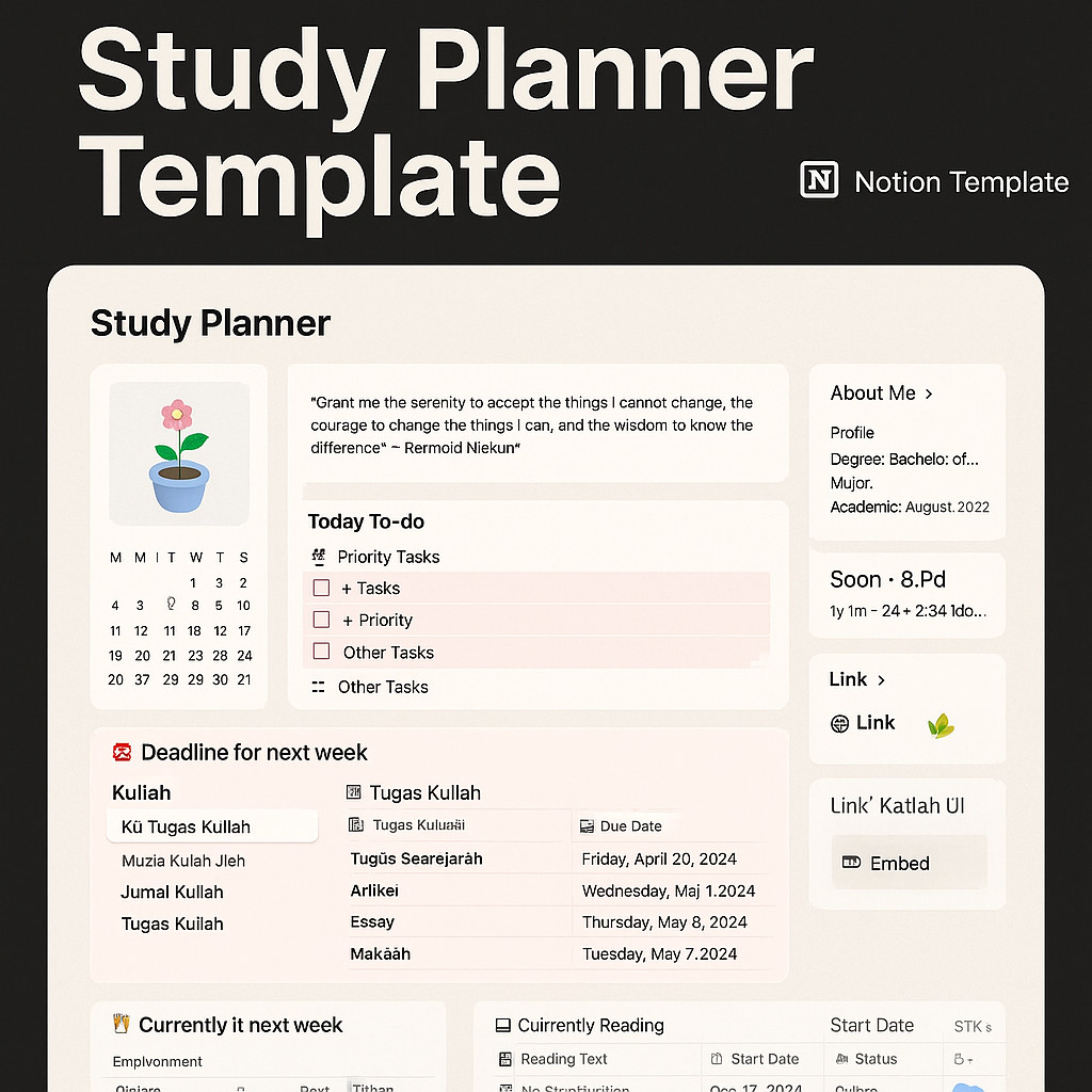 Study Planner Notion Template Premium