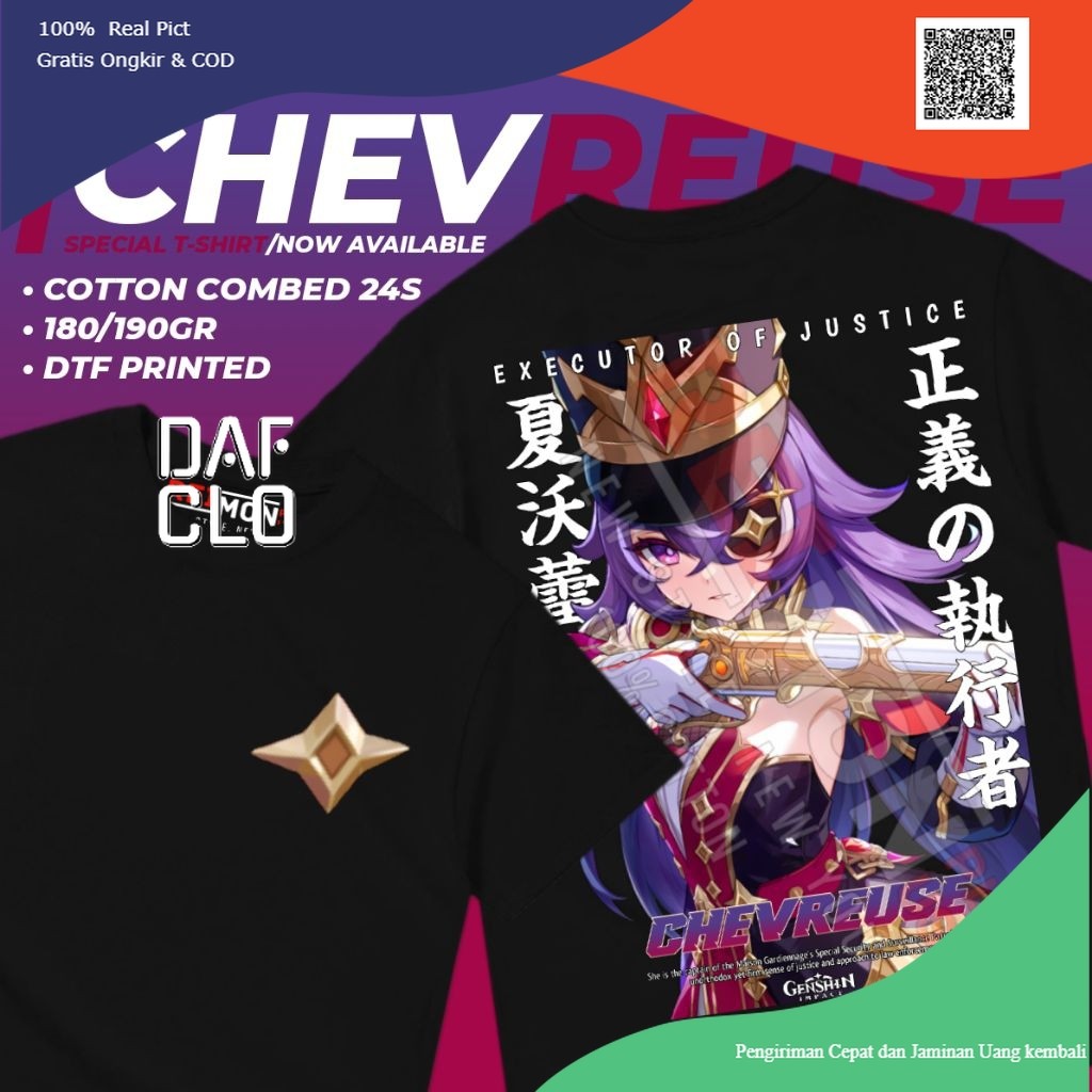 T-Shirt / Kaos Baju Game Chevreuse Genshin Impact d1