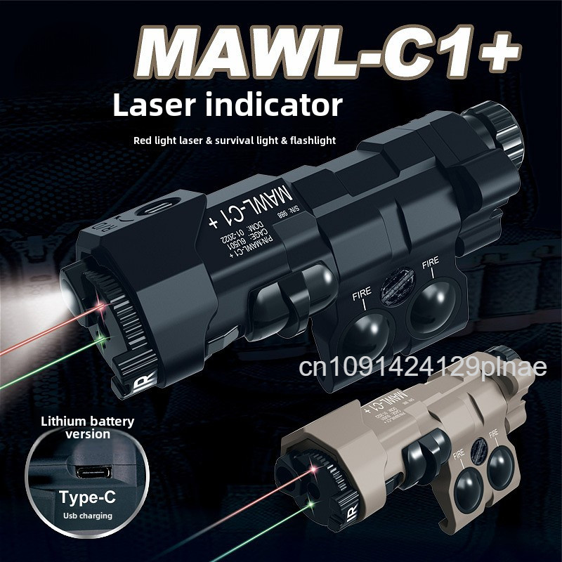 Tactical MAWL C1+Battery Case Portable For CR123/AAA Hunting Waterproof Box Rail Mounting Airsoft Pa