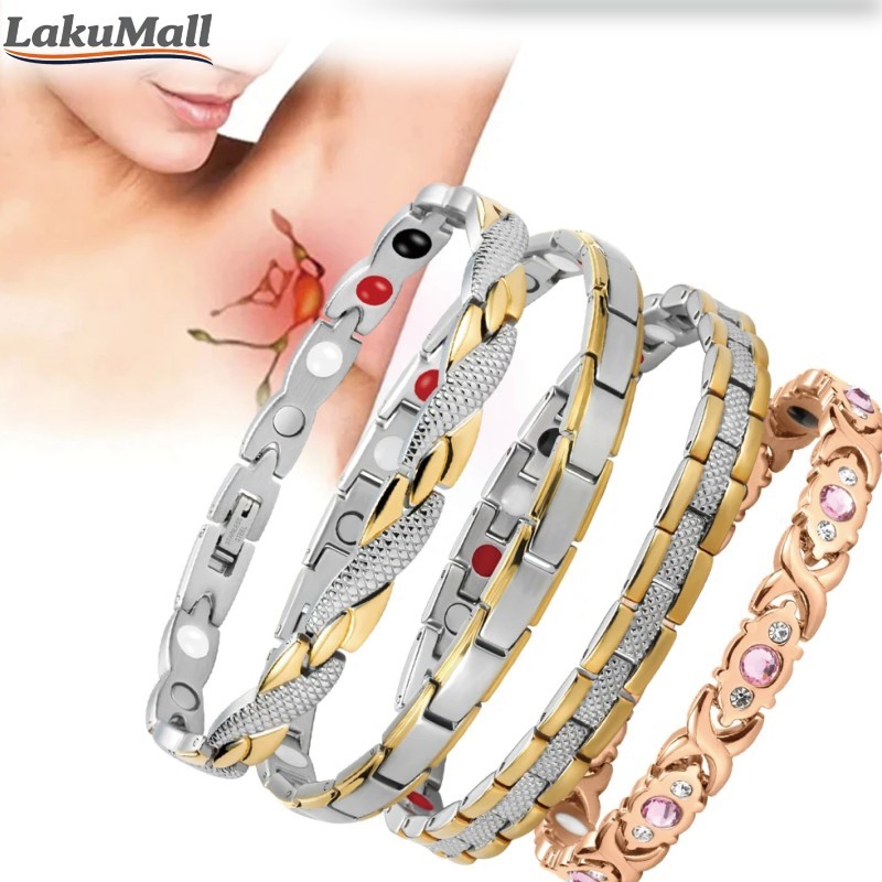 Gelang Tangan Kesehatan Terapi Magnetik Pola Naga Paduan Seng Untuk Pria Dan Wanita Fashion Perhiasa