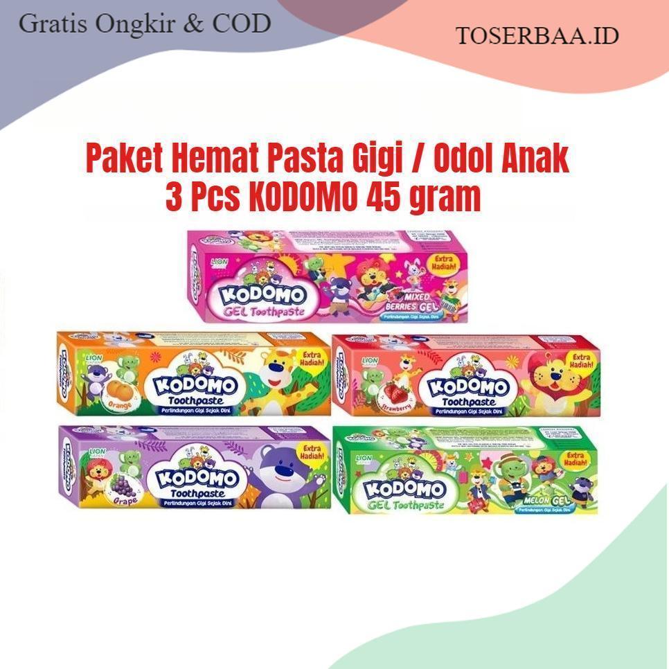 PAKET HEMAT 3 Pcs KODOMO PASTA GIGI ODOL ANAK 45 gram