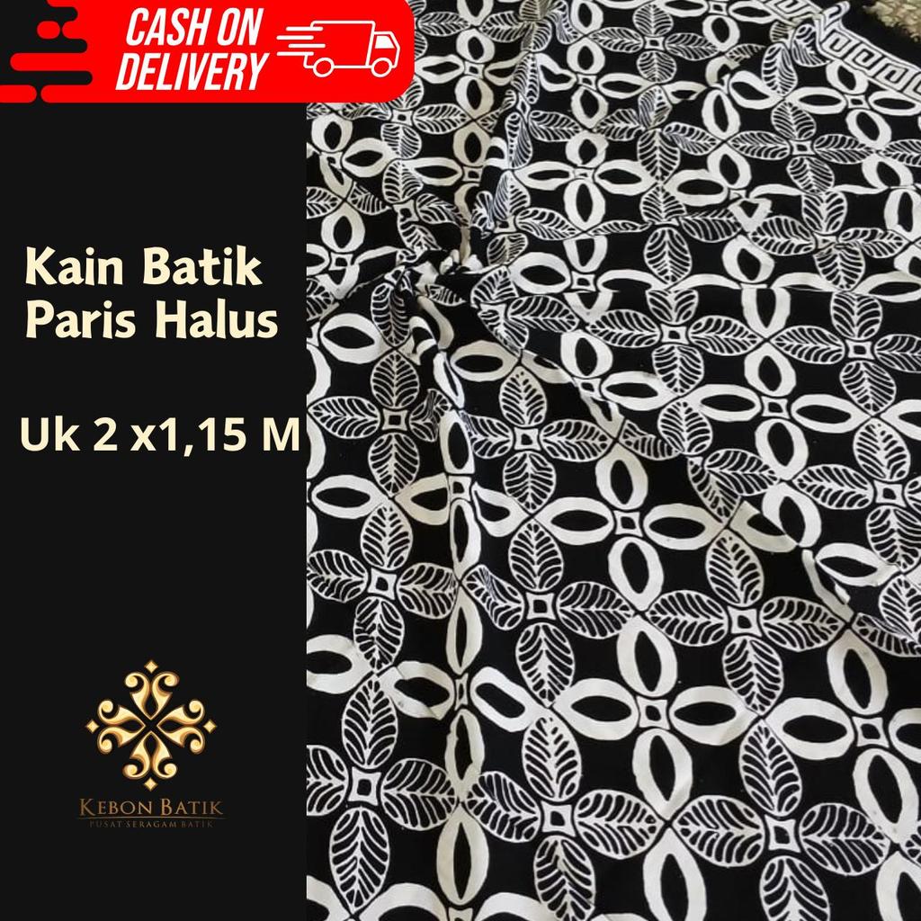 Kain Batik Cap Paris Warna Hitam Putih Bahan Rok lilit Bisa COD 2512290001