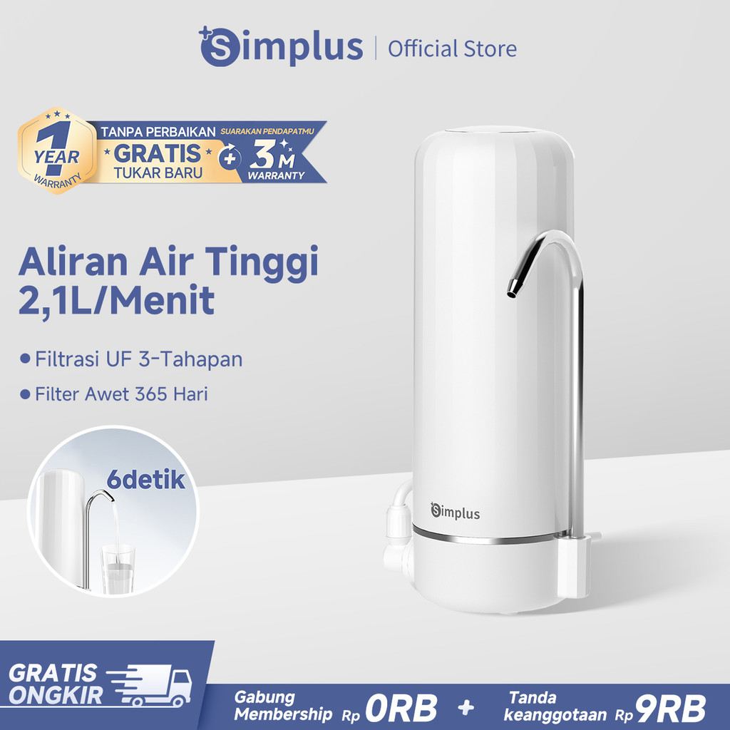 Simplus Pemurni Air Filtrasi UF Sterilisasi & Menyaring Klorin Air Keran  untuk Minum langsung