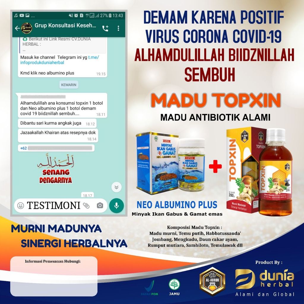 Obat Herbal Demam Tinggi Covid - Madu Topxin