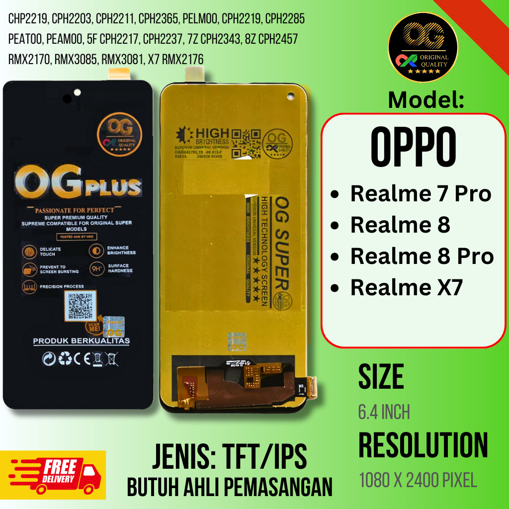 OG Super LCD TS Handphone Realme 7 Pro, Realme 8, Realme 8 Pro, X7, RMX2170 RMX3085, RMX3241 RMX2176