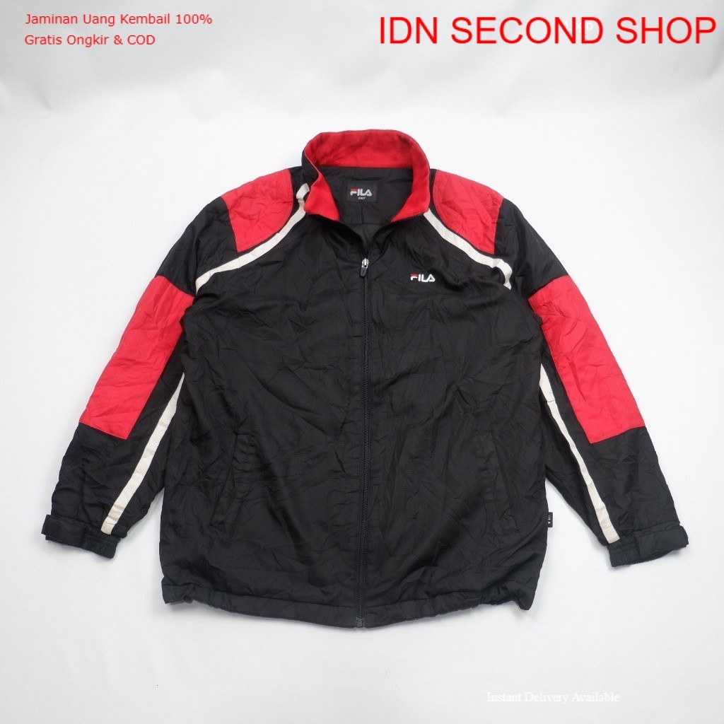 FILA Original Authentic Retro Color Block Track Jacket - Black/Red/White - Preloved